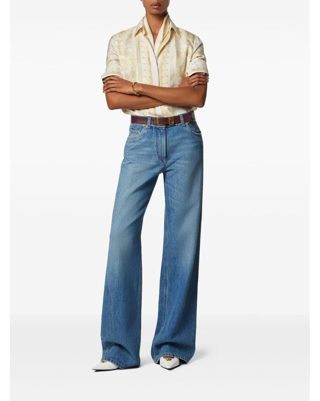 Vaqueros De Algodón Versace de color Blue