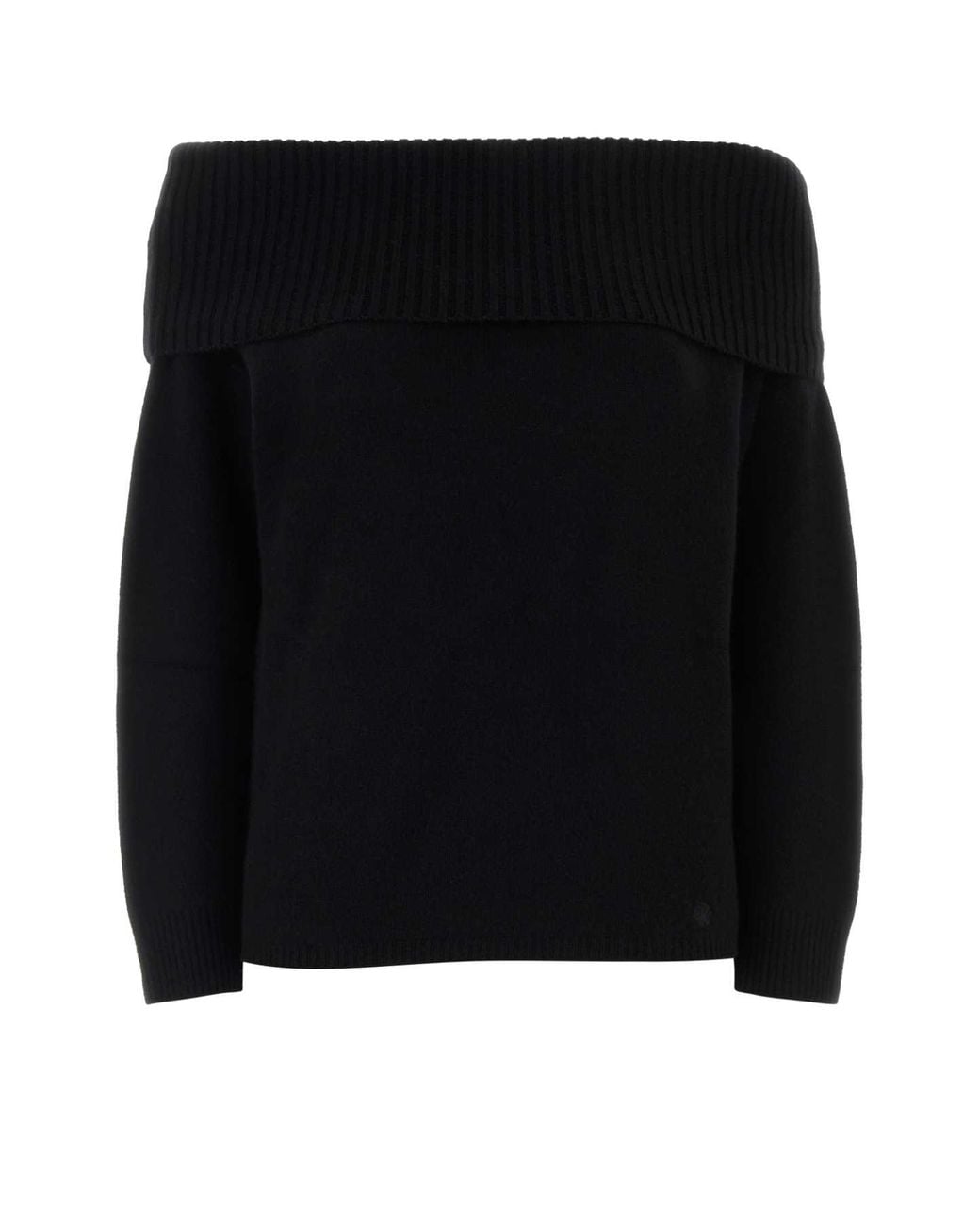 Loulou de Saison Black Off-Shoulder Cashmere-Blend Sweater