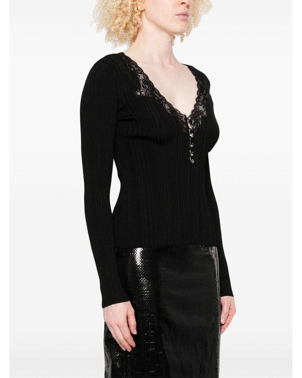 Self-Portrait Black Sweater With Lace