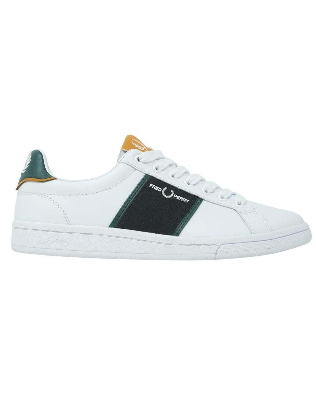 Fred Perry B721 Leather Canvas White Trainers in Blue for Men | Lyst
