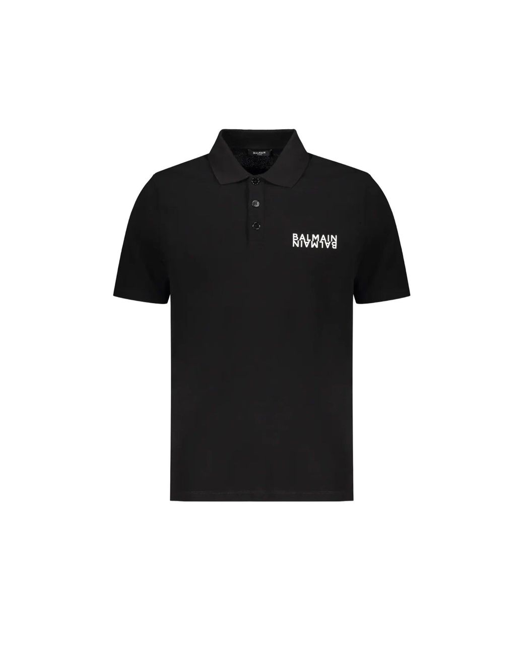 Balmain Black Cotton Polo Shirt for men