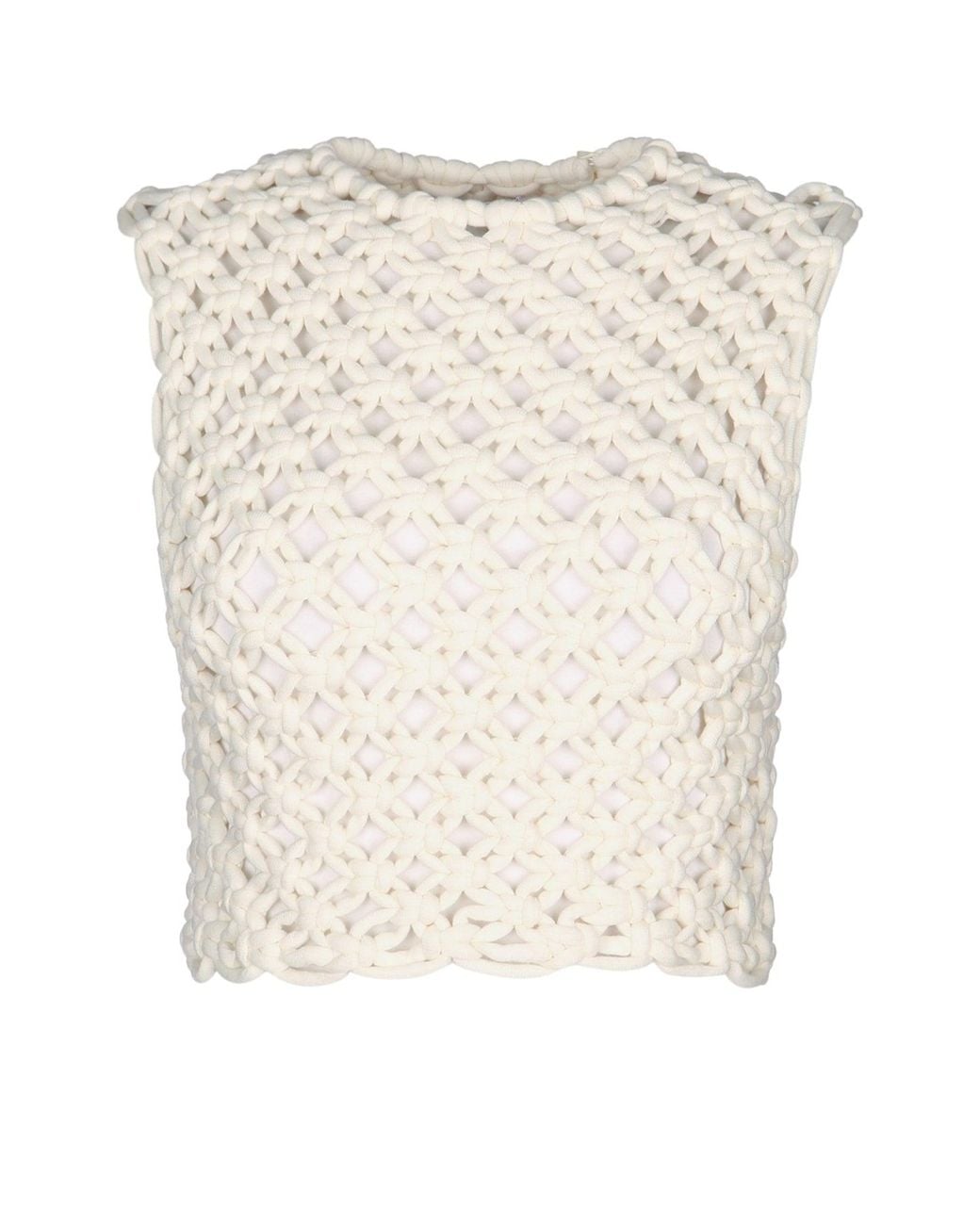 Alaïa Natural Crochet Strapless Top