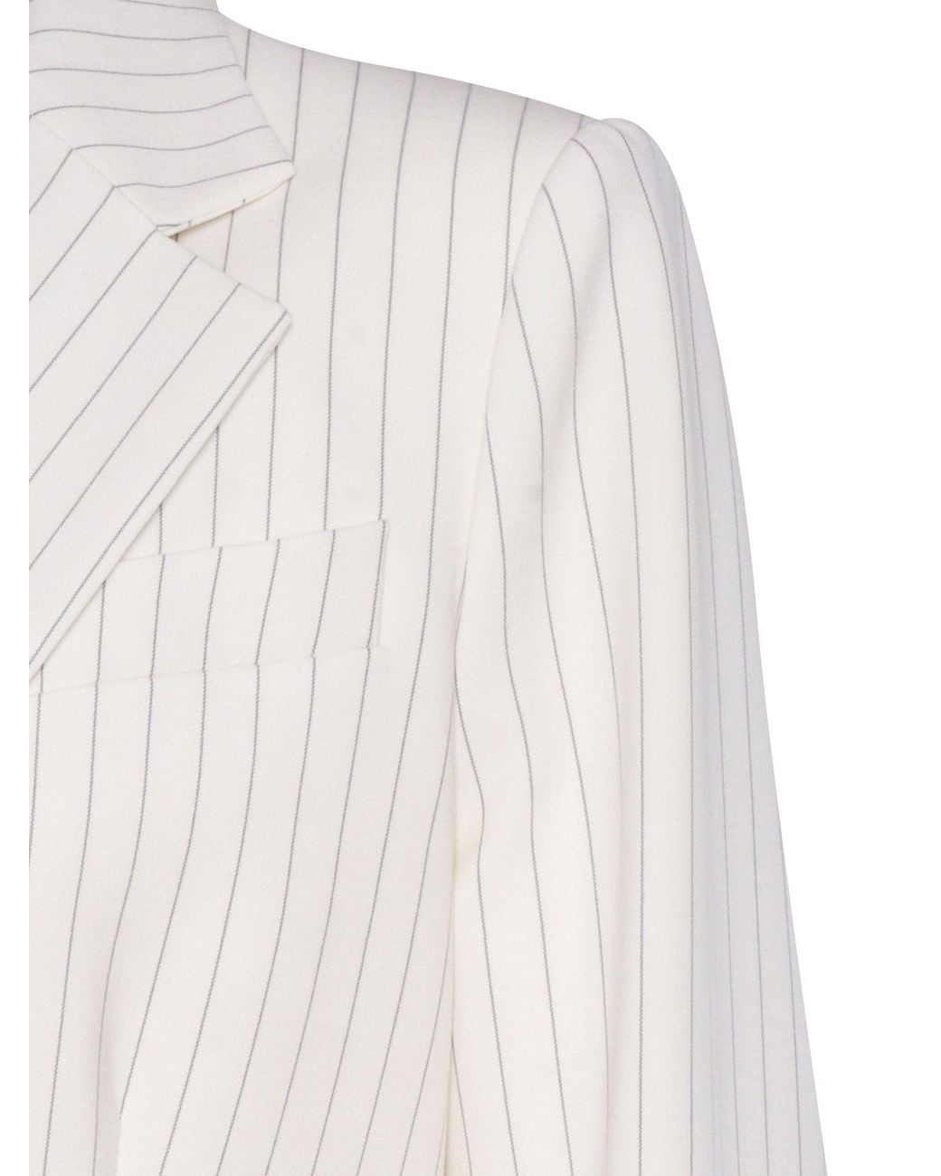 P.A.R.O.S.H. White Pinstripe Tailored Blazer With Notched Lapel
