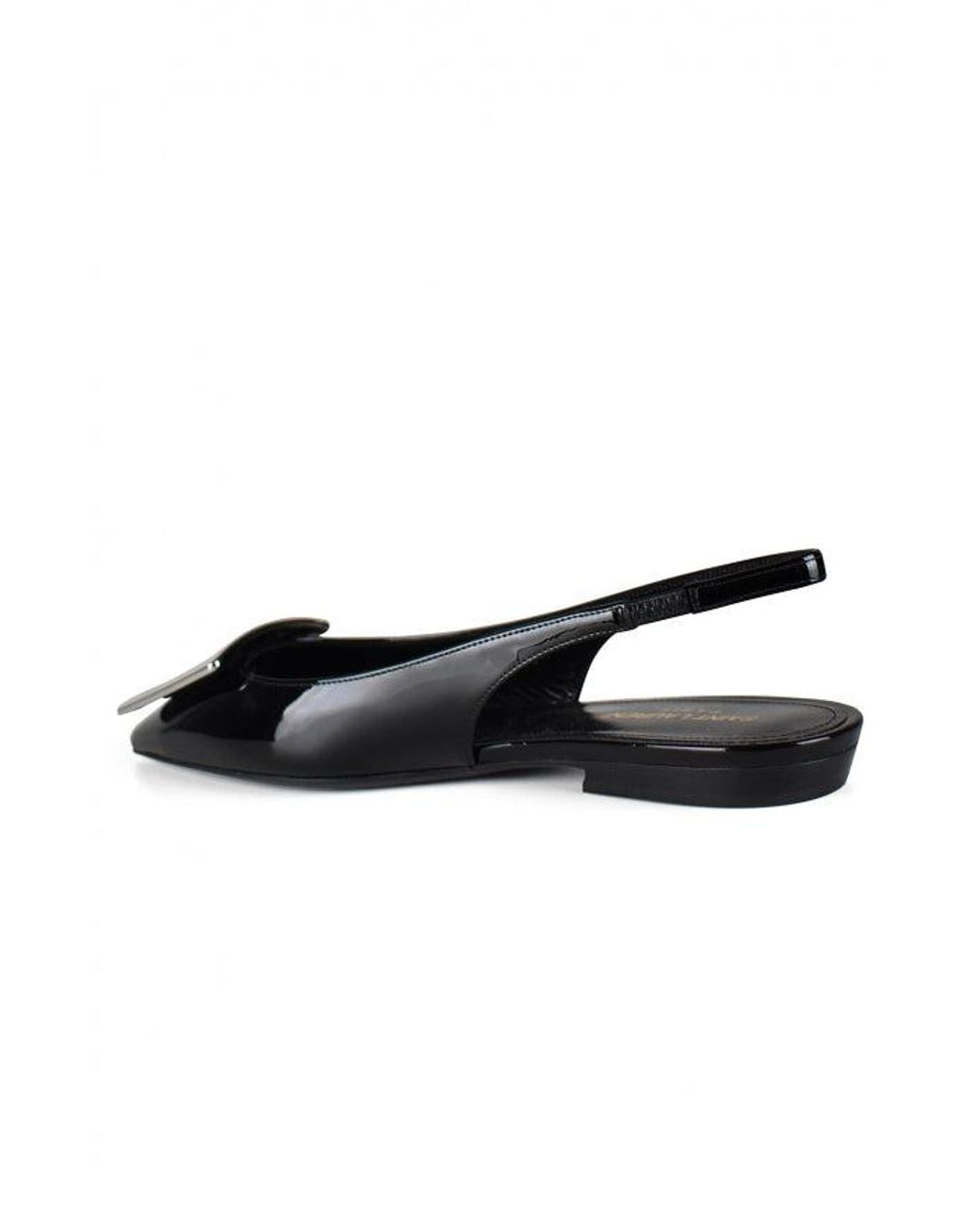Saint Laurent Black Vivi Bow Patent Slingback Flat
