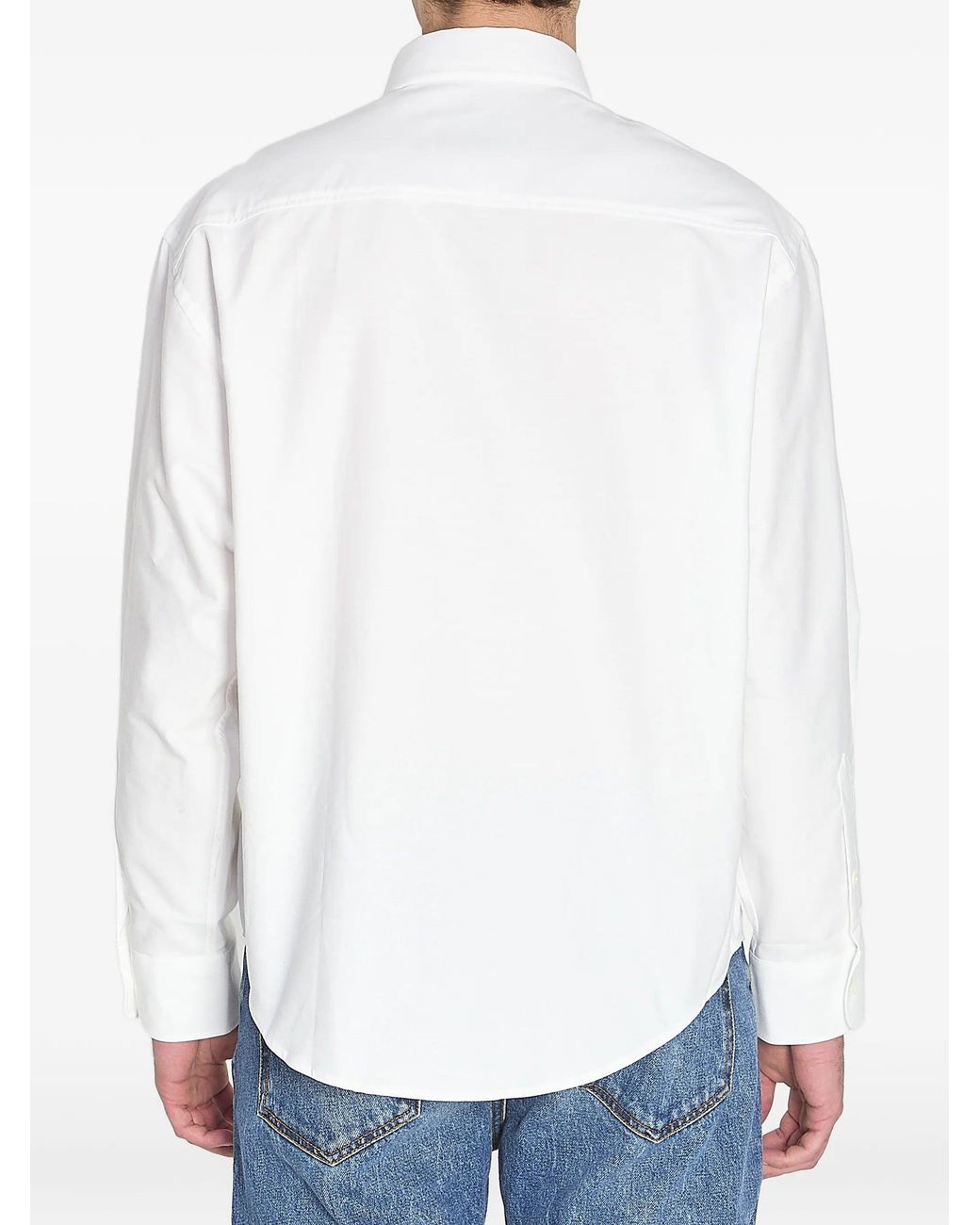 AMI White Boxy Fit Shirt Button Down Collar And Embroidered Ami De Coeur