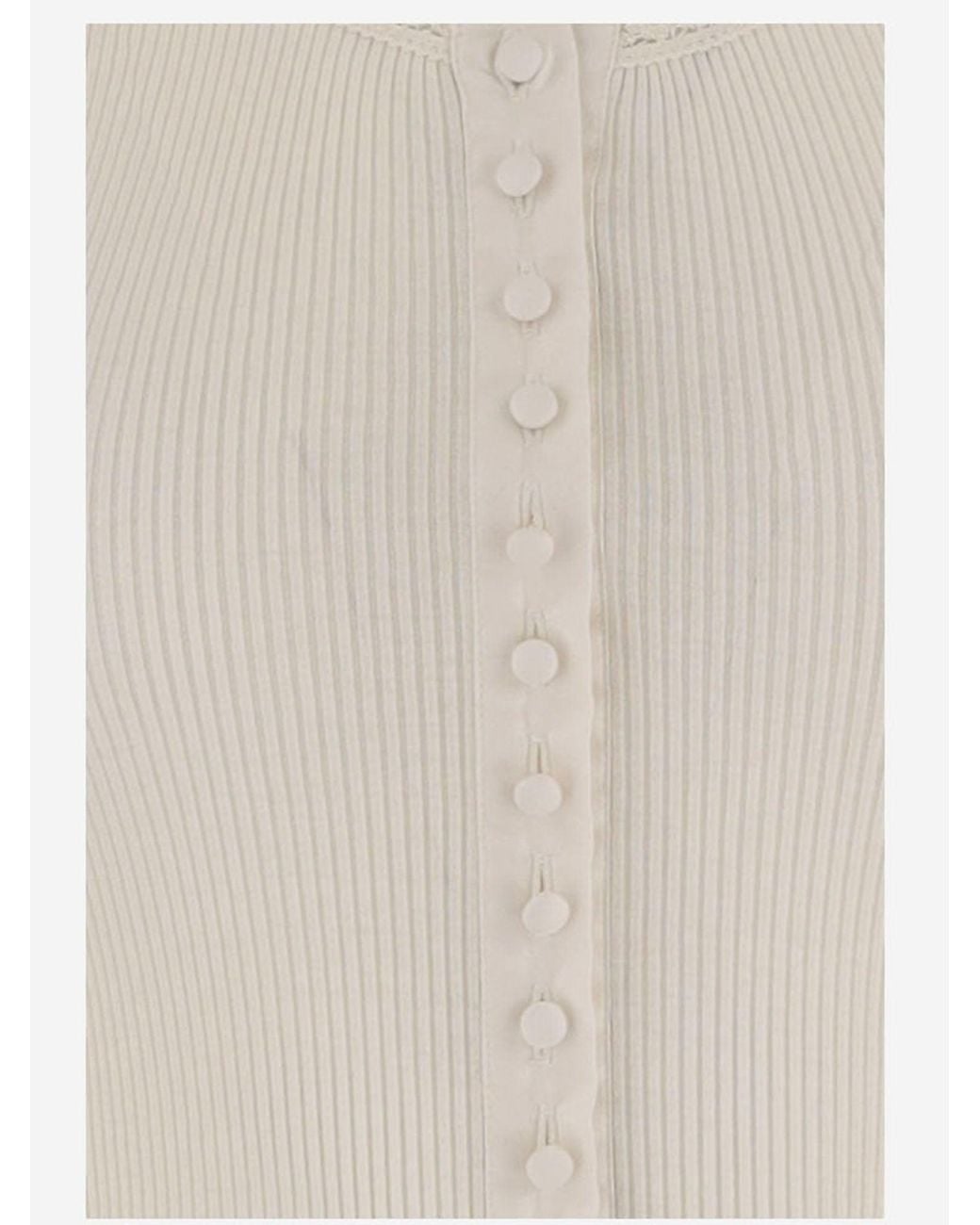 Chloé White Fitted Cotton-Silk Jersey Top Tops