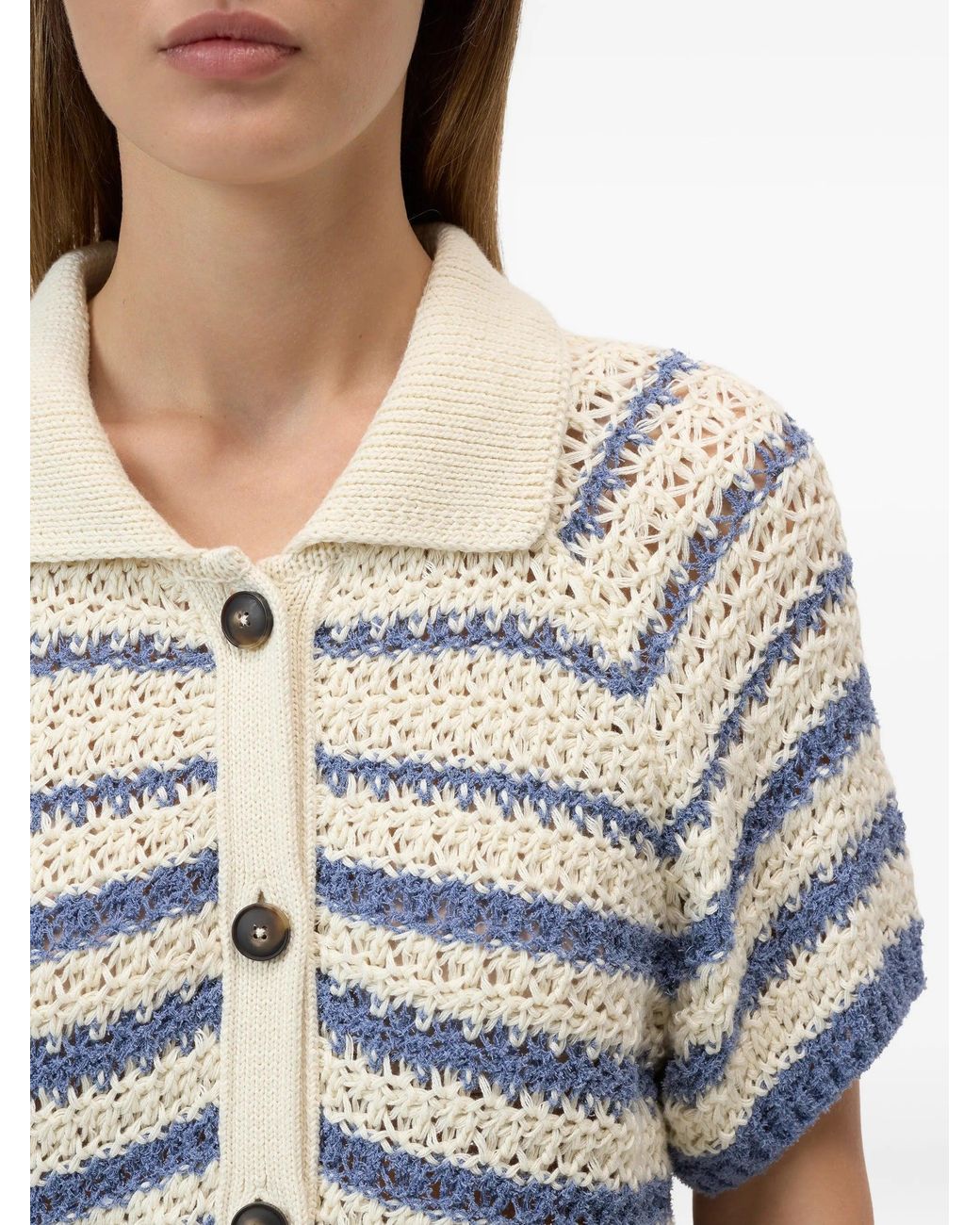 Closed Blue Striped Cotton Cardigan