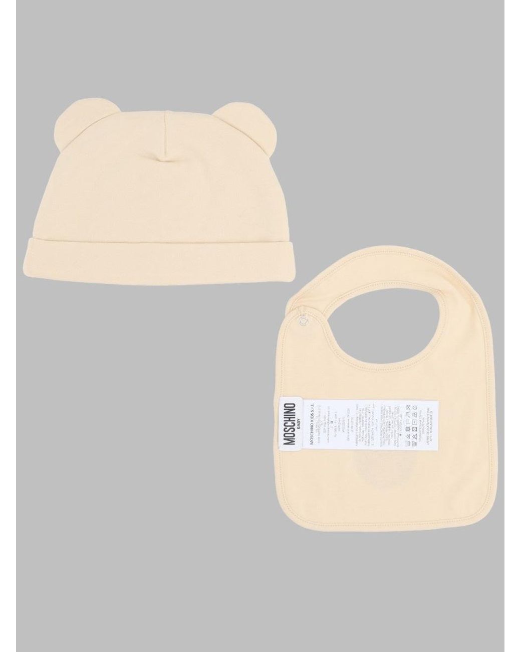 Moschino Natural Kids Hat And Bib Set