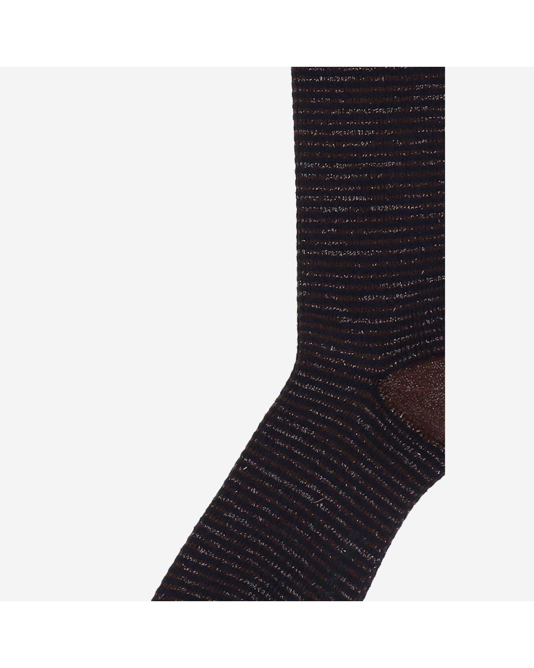 ANT45 Black Ribbed Cotton Blend Socks With Metallic Thread