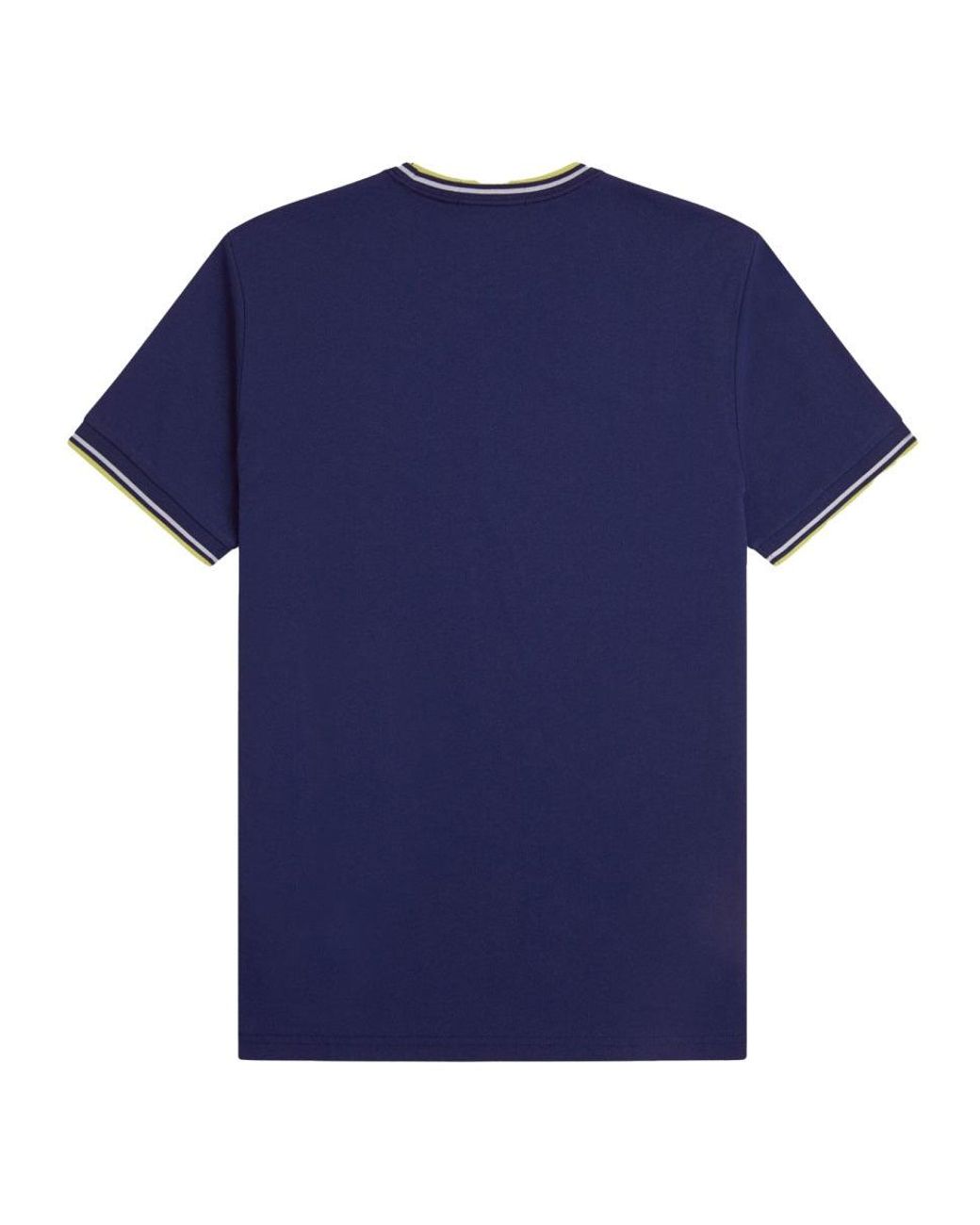 Fred Perry Blue T Shirt Con Doppia Riga