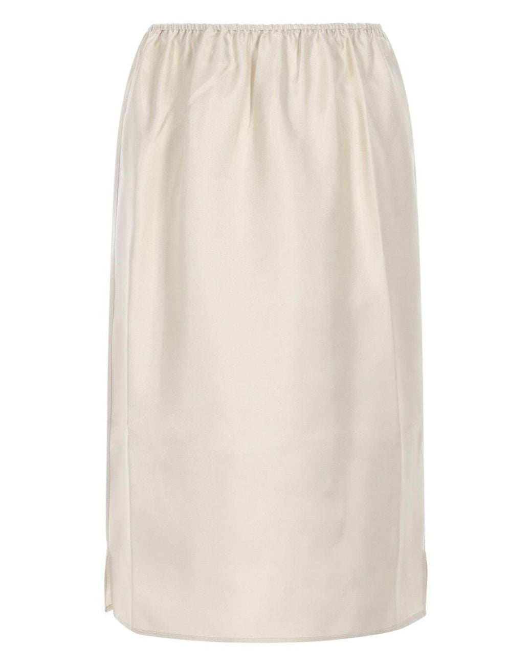 Loulou de Saison White Silk Midi Skirt