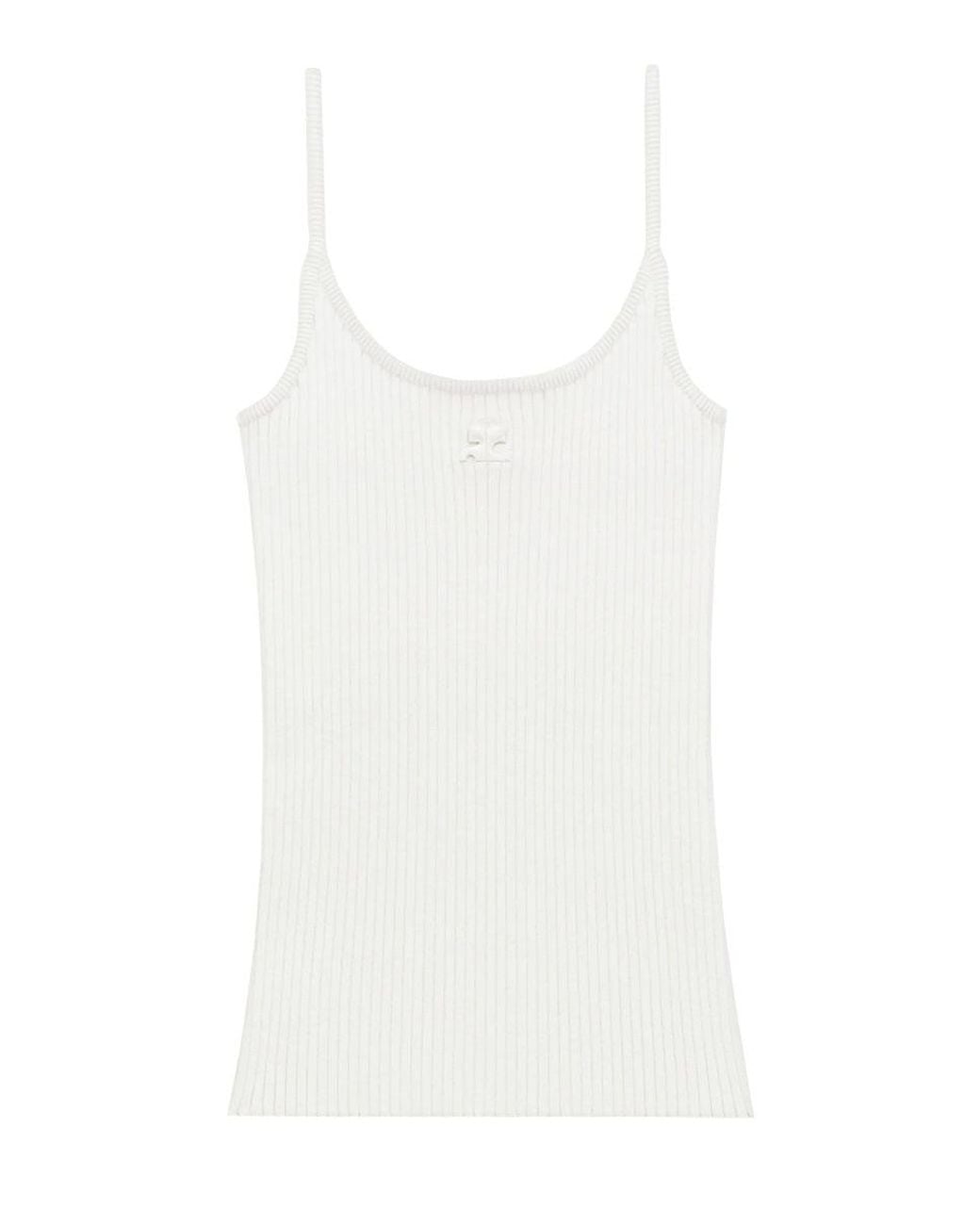 Courreges White Knit Tank Top Viscose Polyester