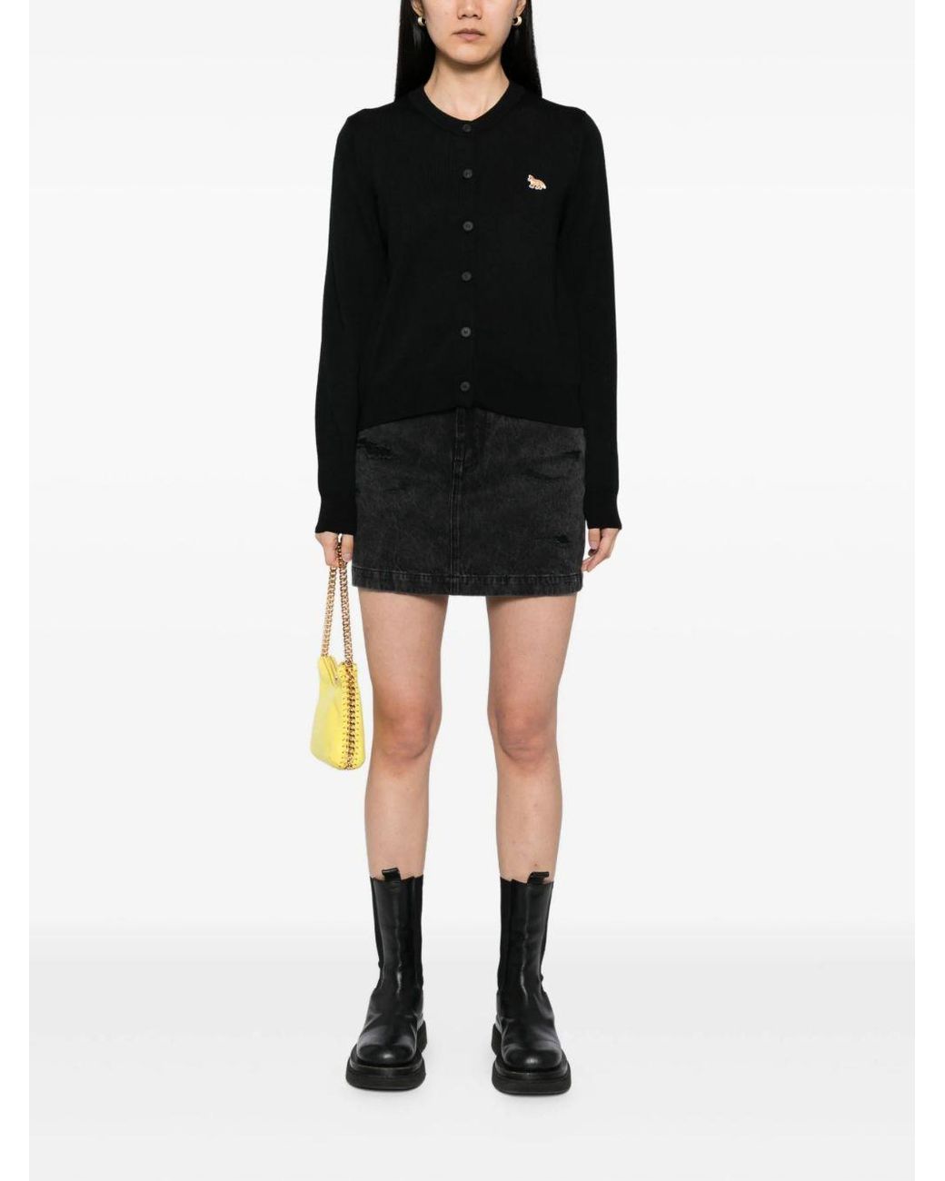 Maison Kitsuné Black Baby Fox Wool Cardigan