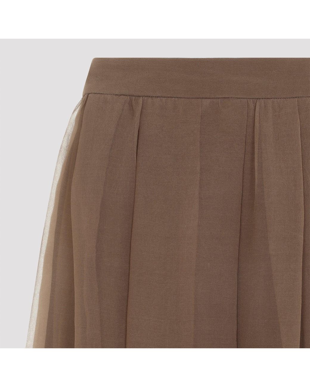 Brunello Cucinelli Brown Sigaro Midi Voile Skirt
