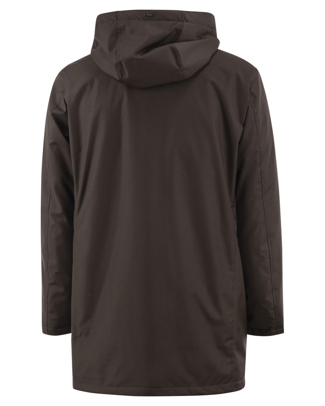 Herno Black Hooded Parka With Knitted Inner Collar
