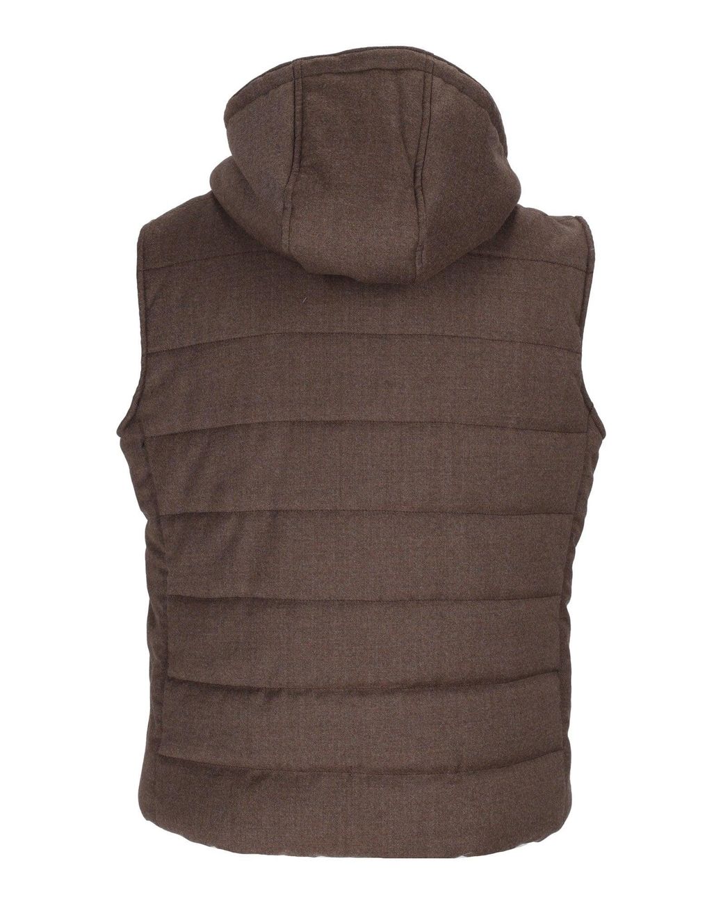 BRANDO-LUBIAM Brown Sleeveless Quilted Vest With Adjustable Hood And Front Zipper Closure