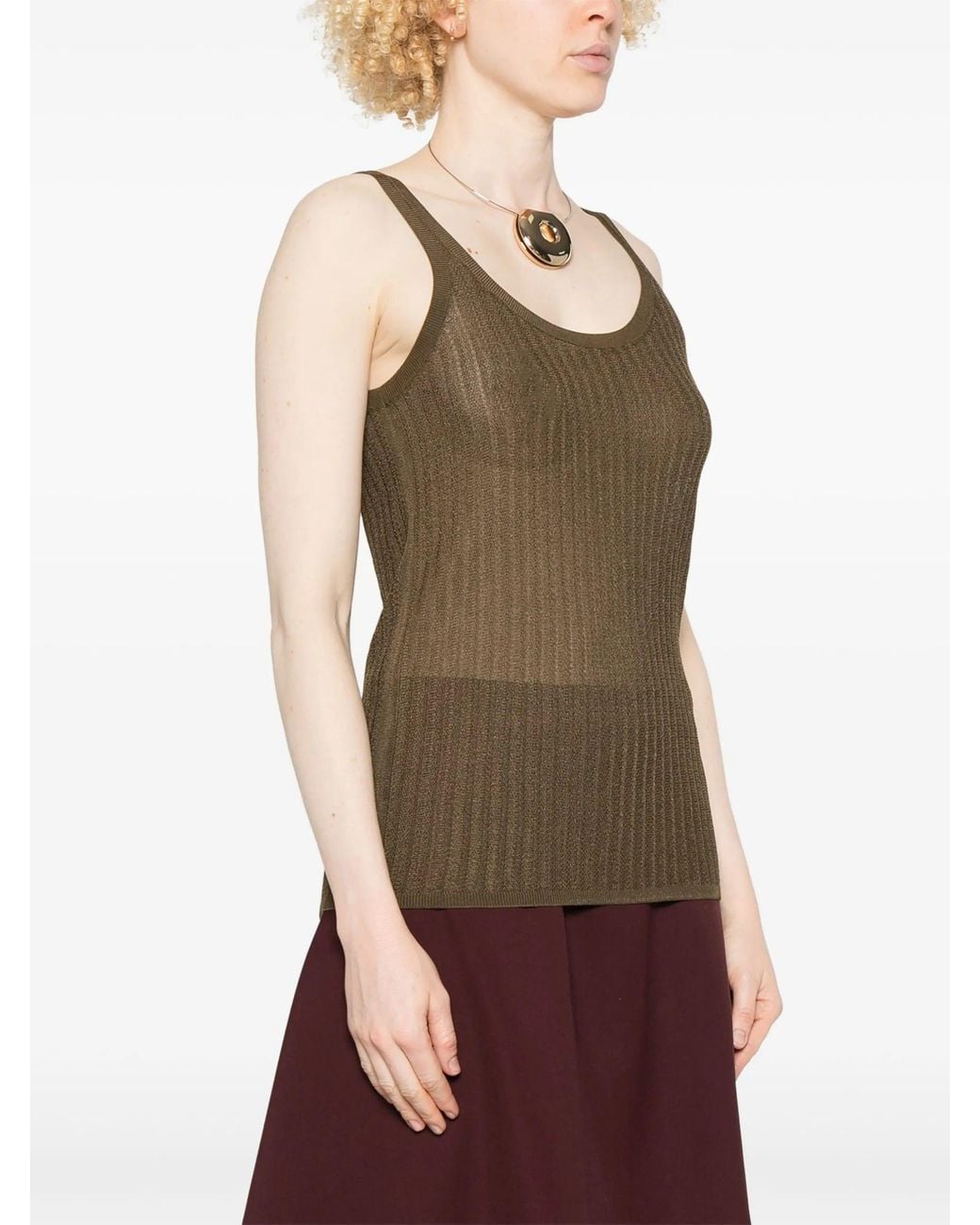 Helmut Lang Brown Pointelle Tank.Petit Clothing