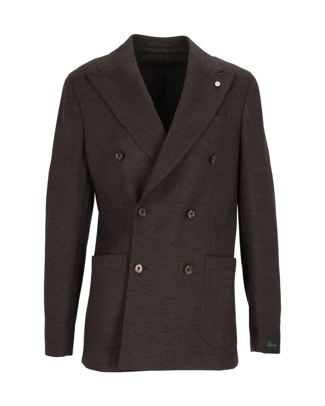 BRANDO-LUBIAM Black Double-Breasted Blazer With Structured Silhouette And Wide Lapels