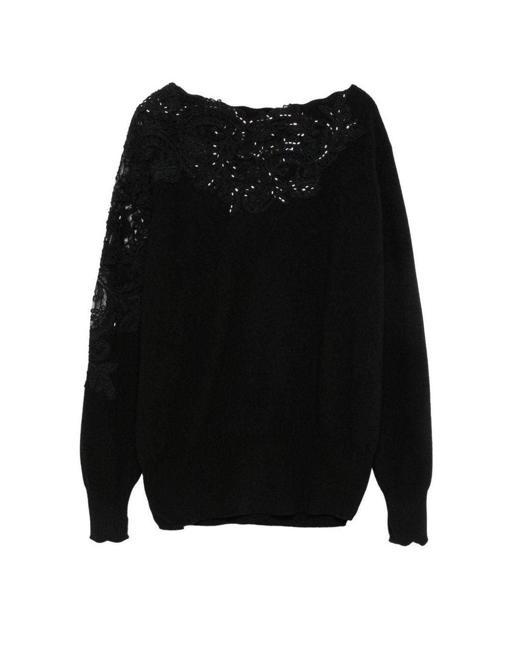 Ermanno Scervino Black Cashmere Crewneck Sweater
