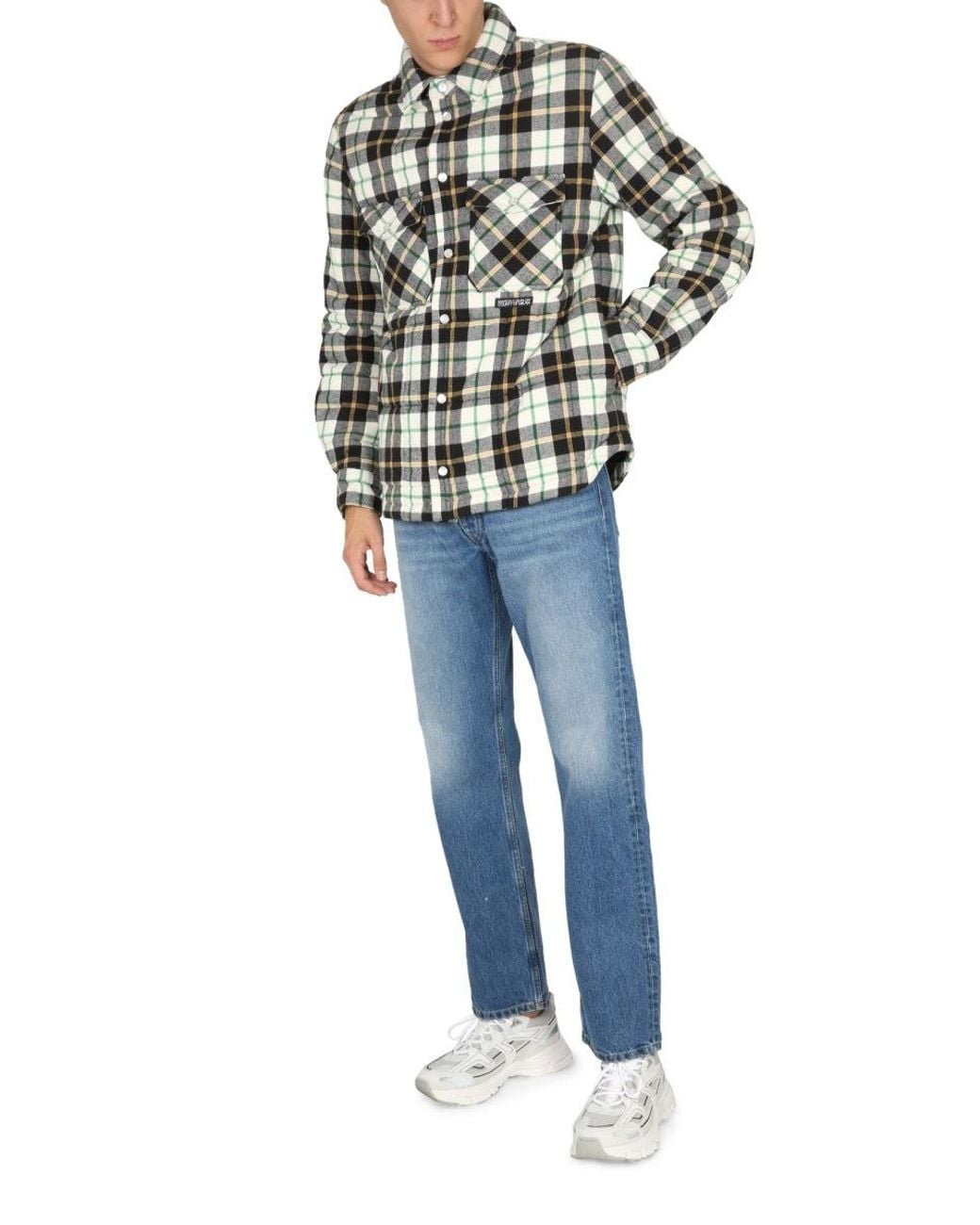 Marcelo Burlon Green Marcelo Burlon Padded Pocket Checked Shirt for men