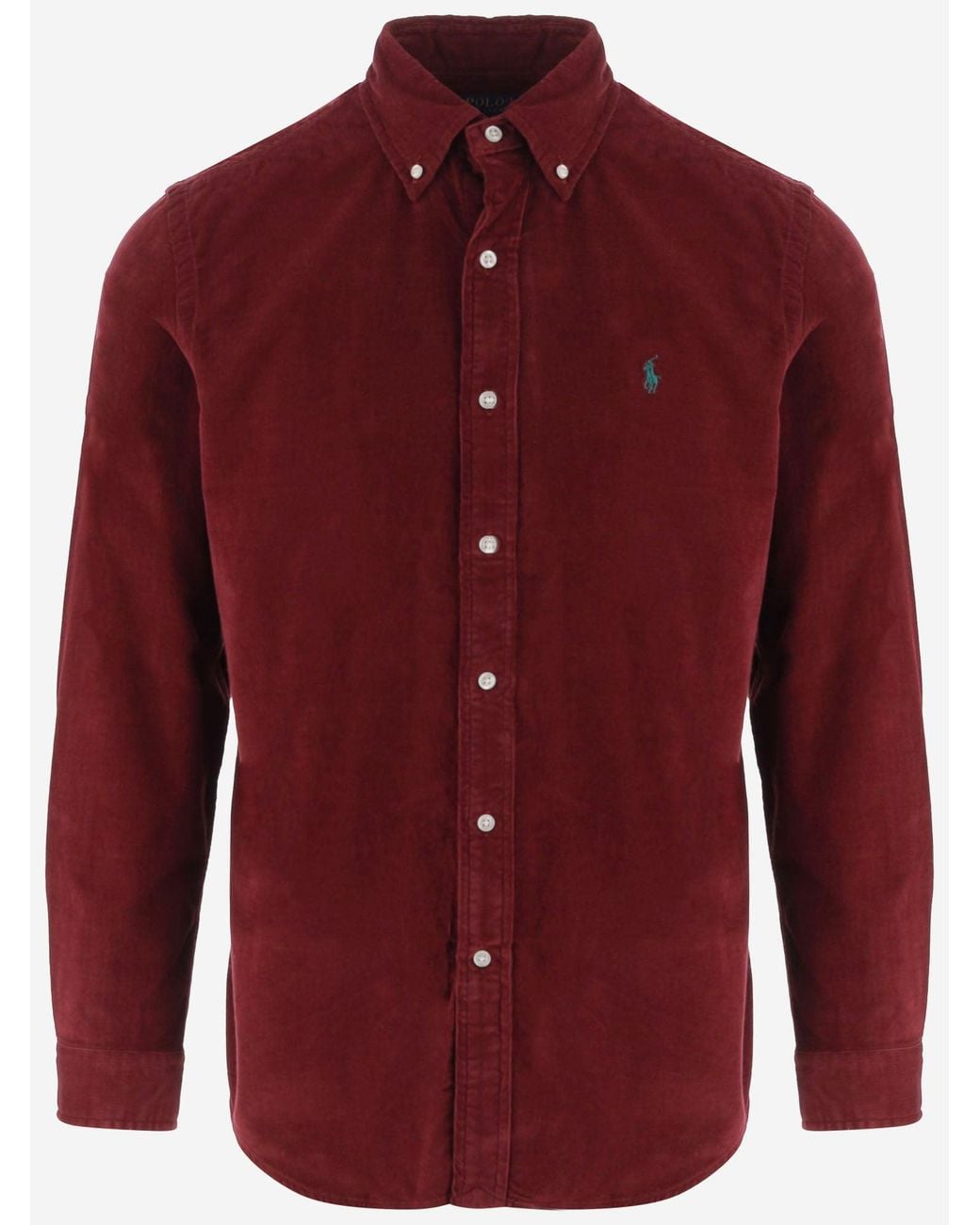 Polo Ralph Lauren Red Ribbed Velvet Shirt