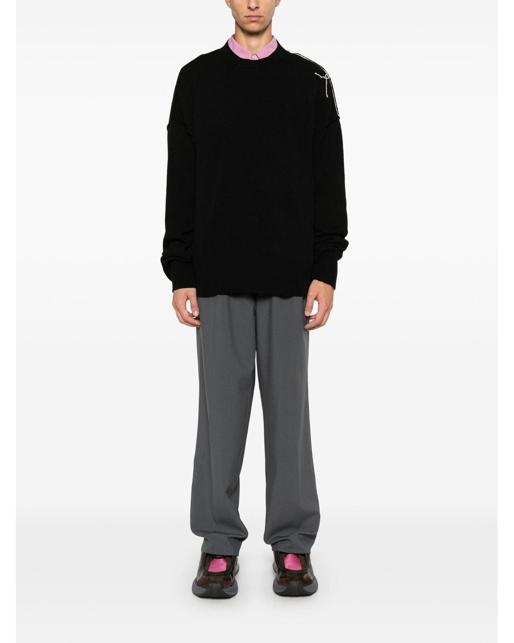 Paura Black Riccione Crewneck Sweater for men