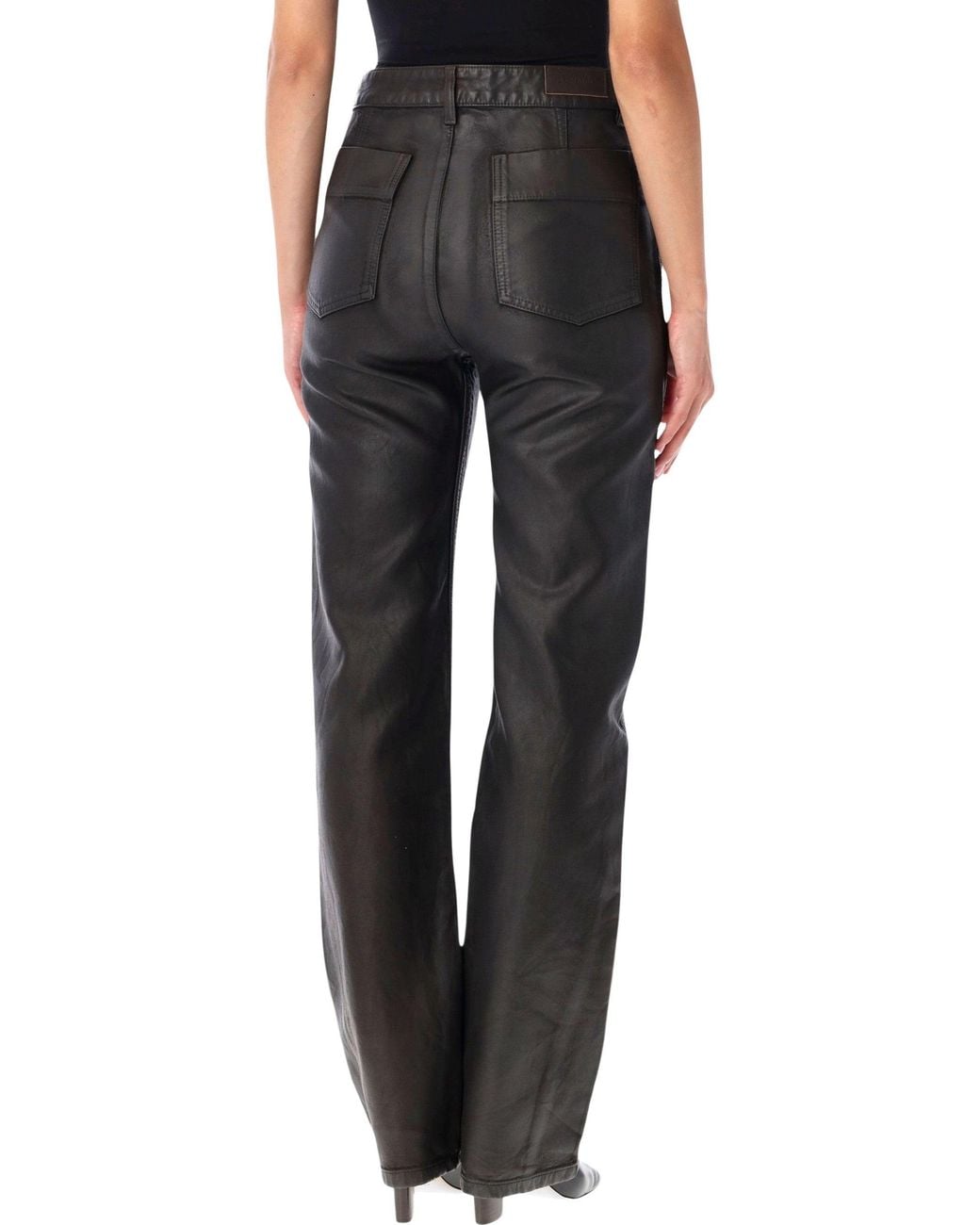Lemaire Black Coated Straight-Leg Trousers