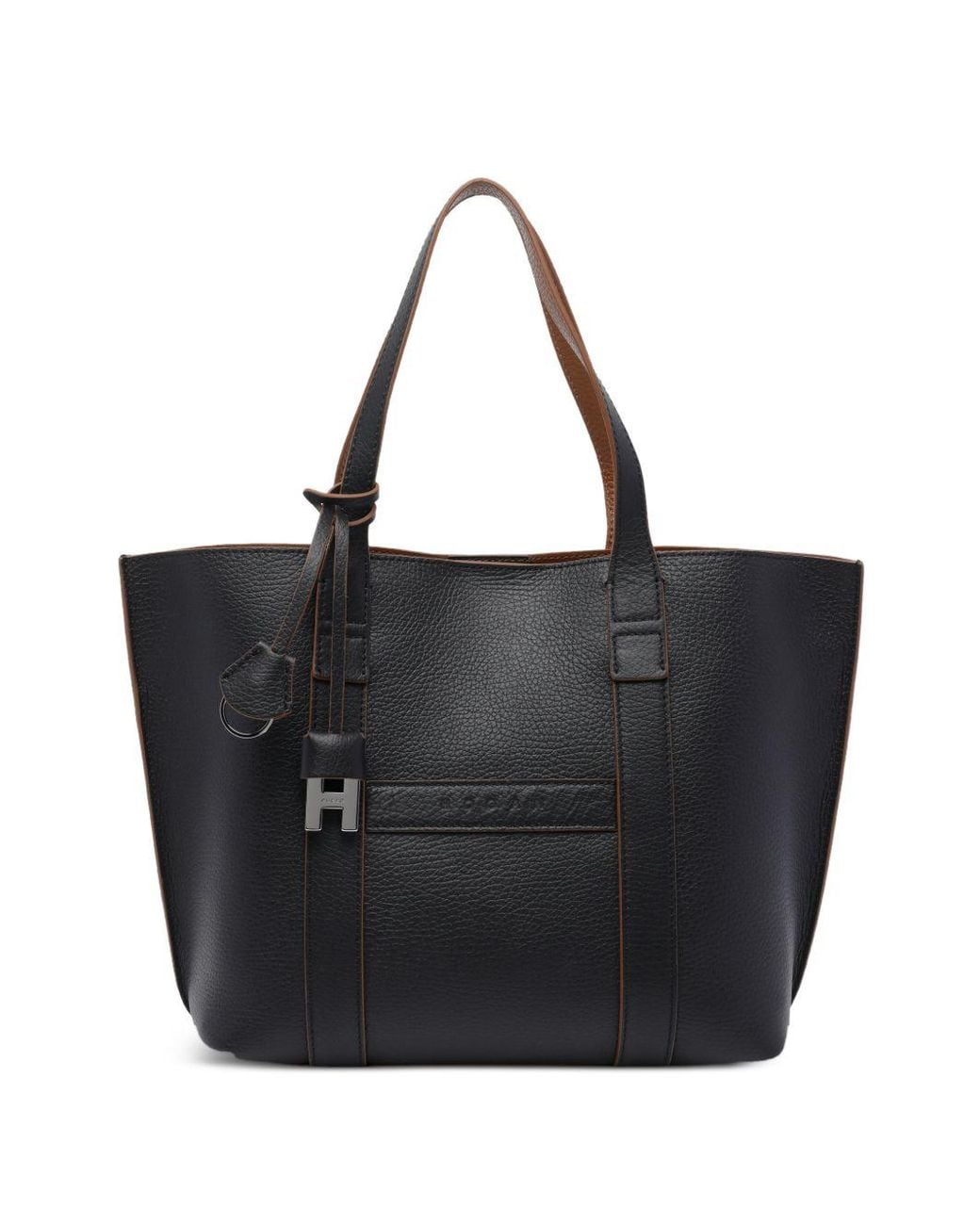 Hogan Black Script Small Leather Tote Bag