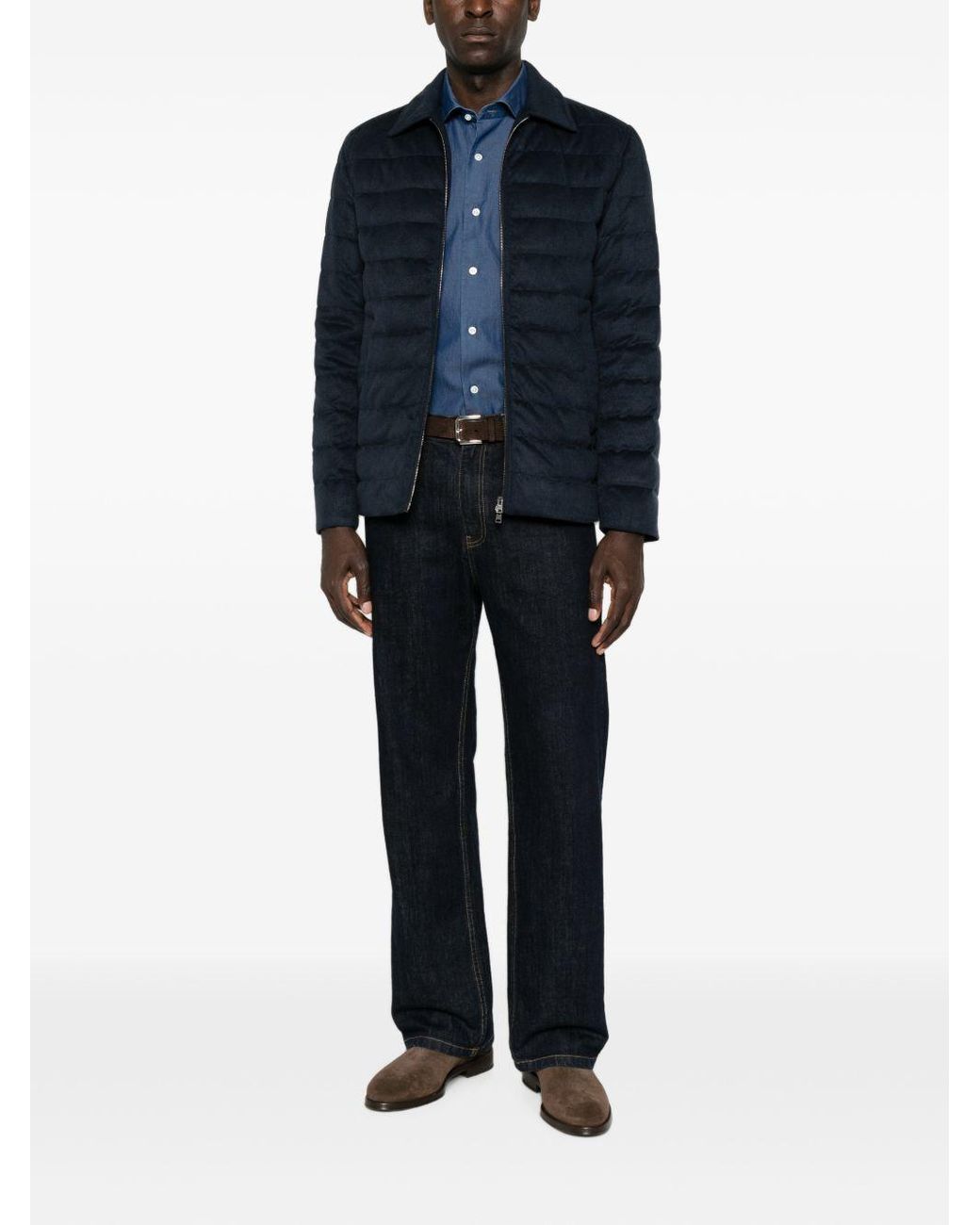 Herno Blue Zipped Nylon Jacket