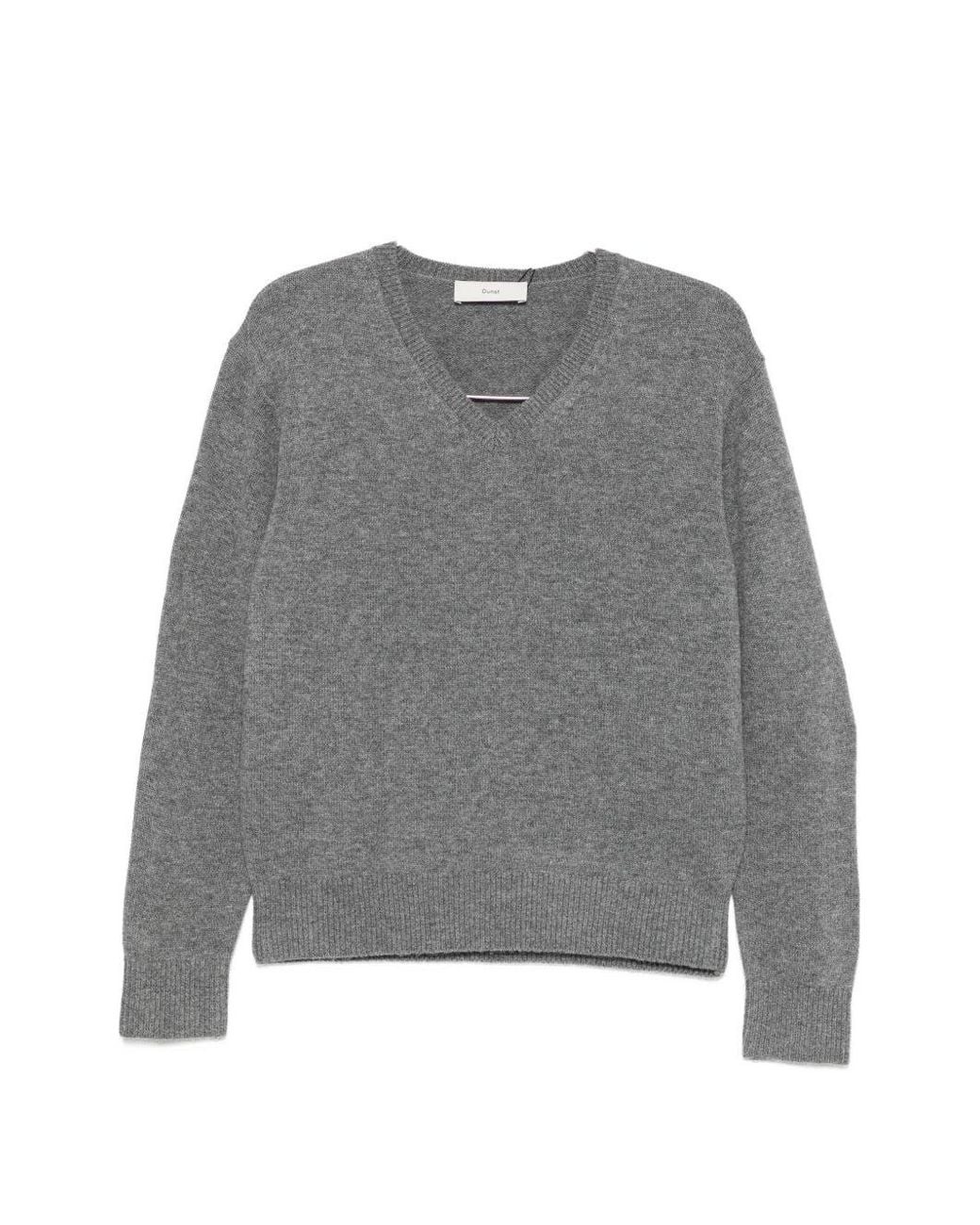 DUNST Gray Wool And Cashmere V Necked Sweater