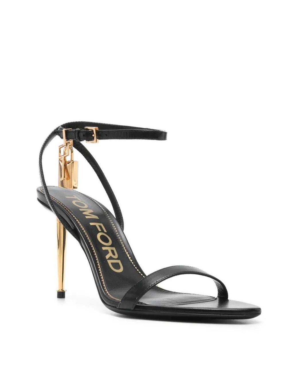 Tom Ford White Padlock Ankle-Strap Sandals
