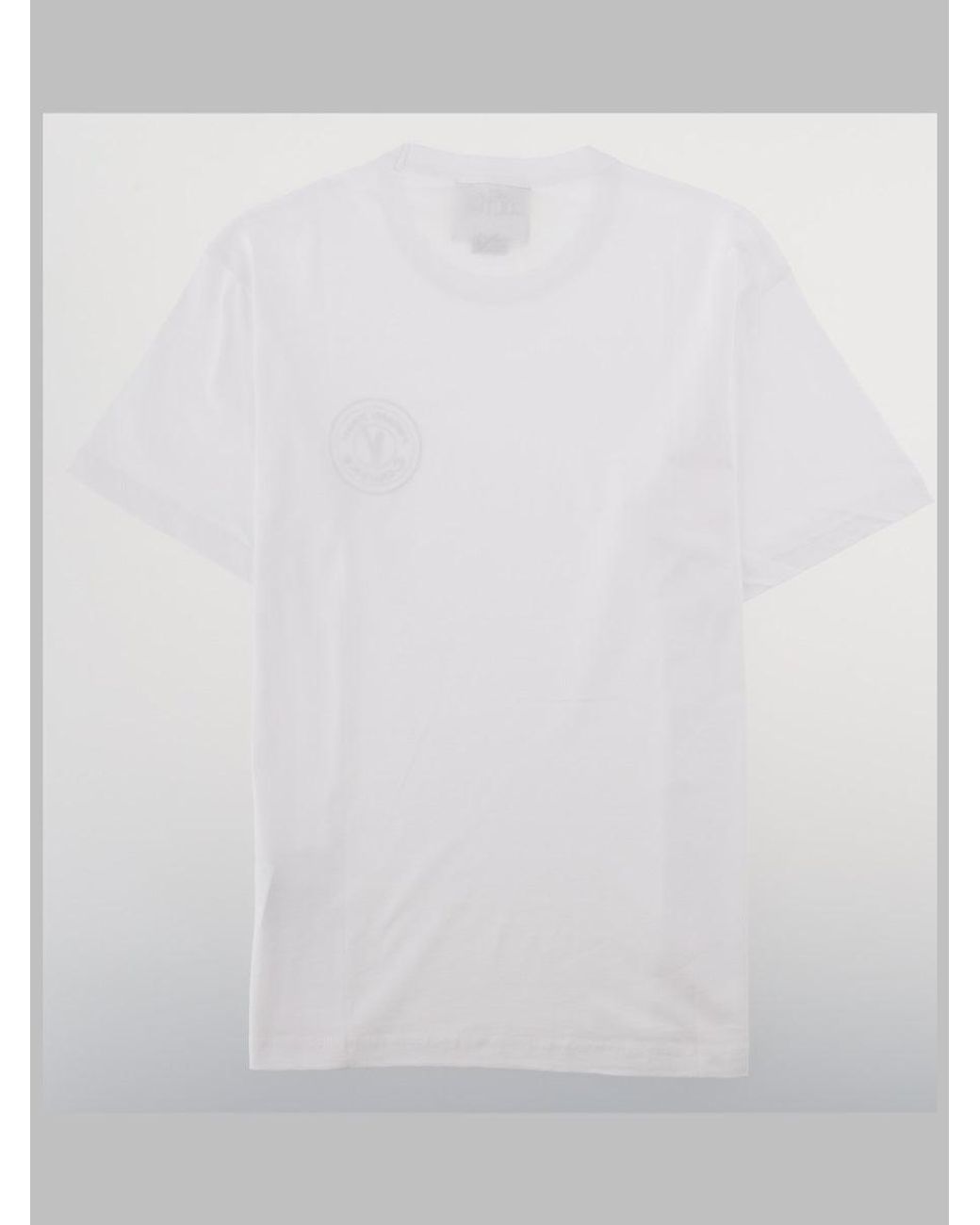 Versace Jeans Couture White T Shirt Con "V Emblem" Ricamato