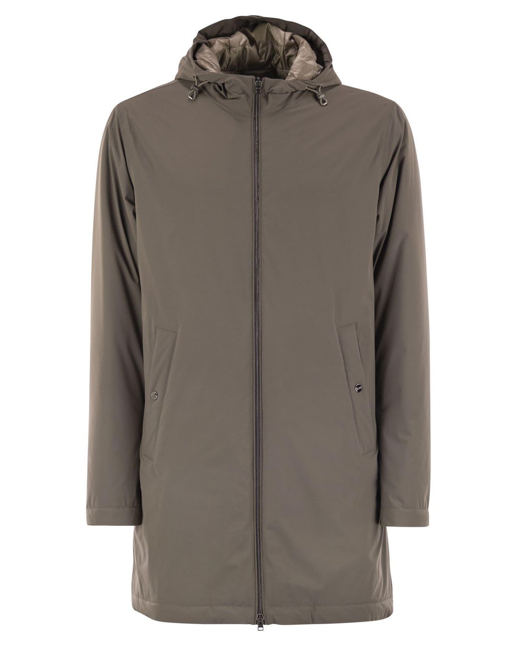 Herno Gray Long Nylon Jacket for men