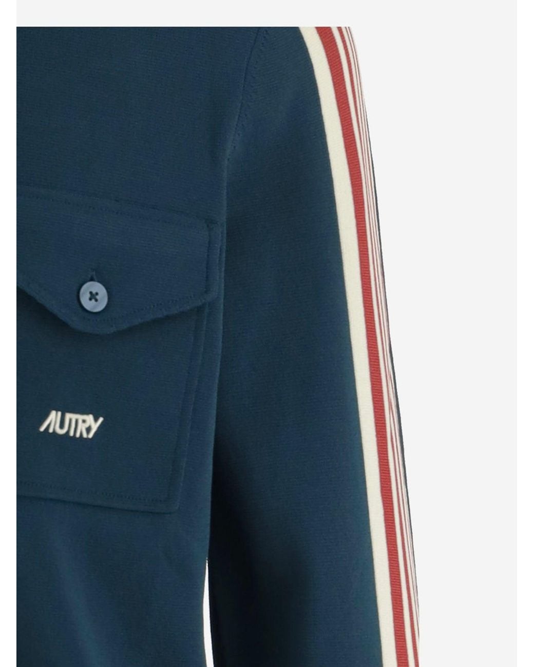 Autry Blue Viscose Blend Jacket With Logo