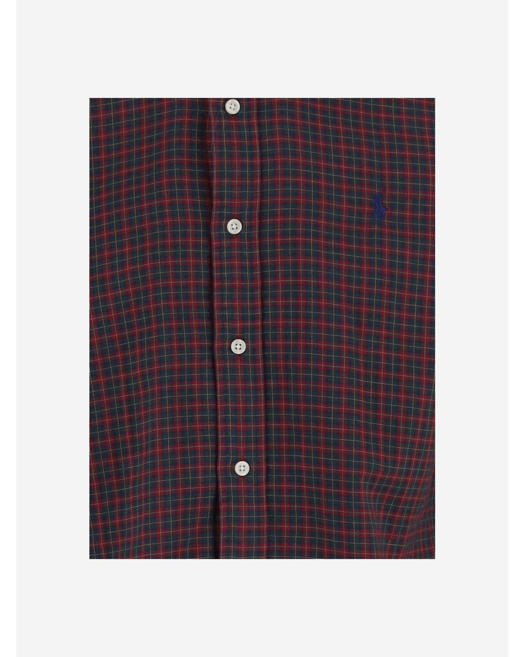 Polo Ralph Lauren Blue Cotton Shirt With Check Pattern