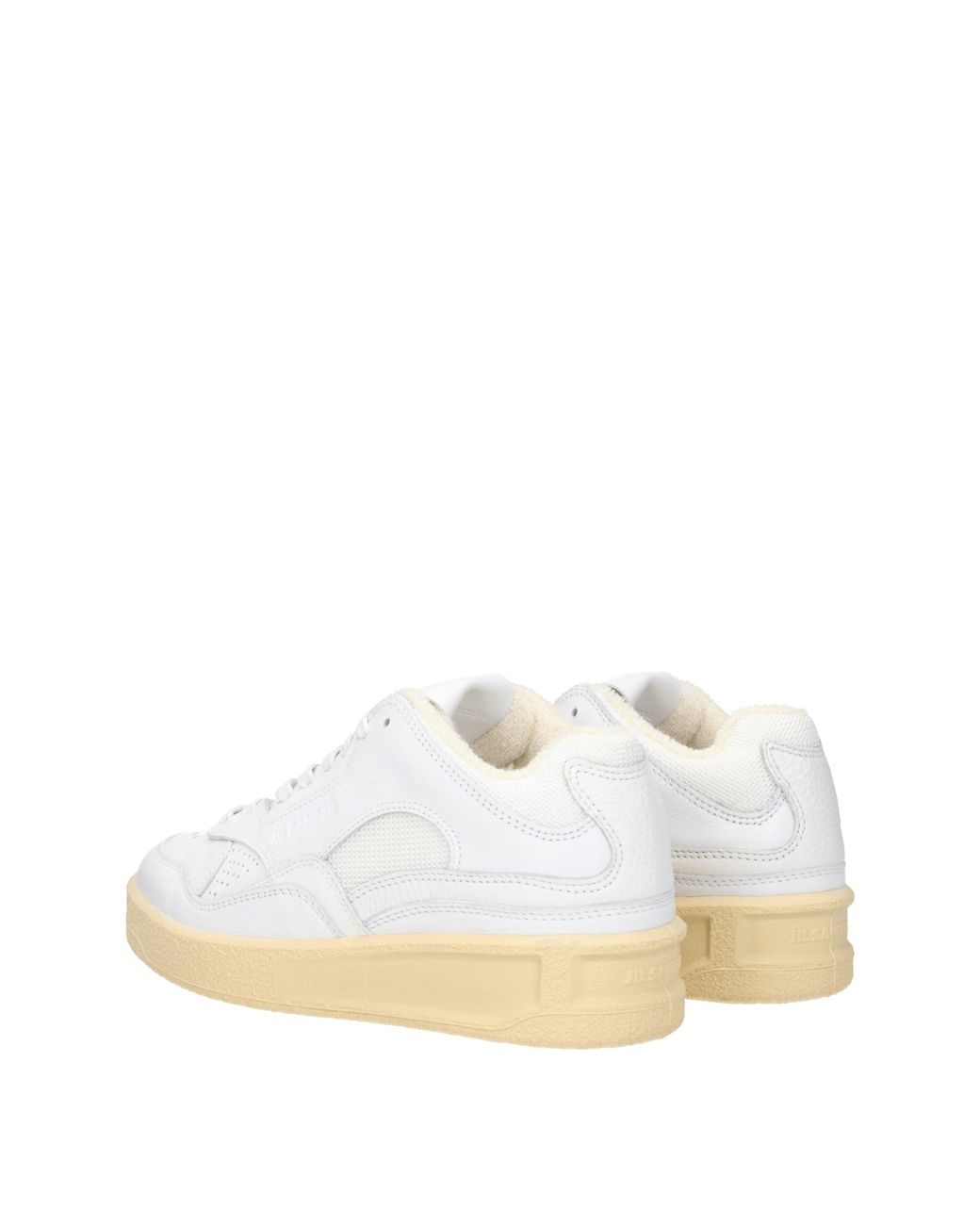 Jil Sander White Sneakers Donna Pelle Bianco/Ecru