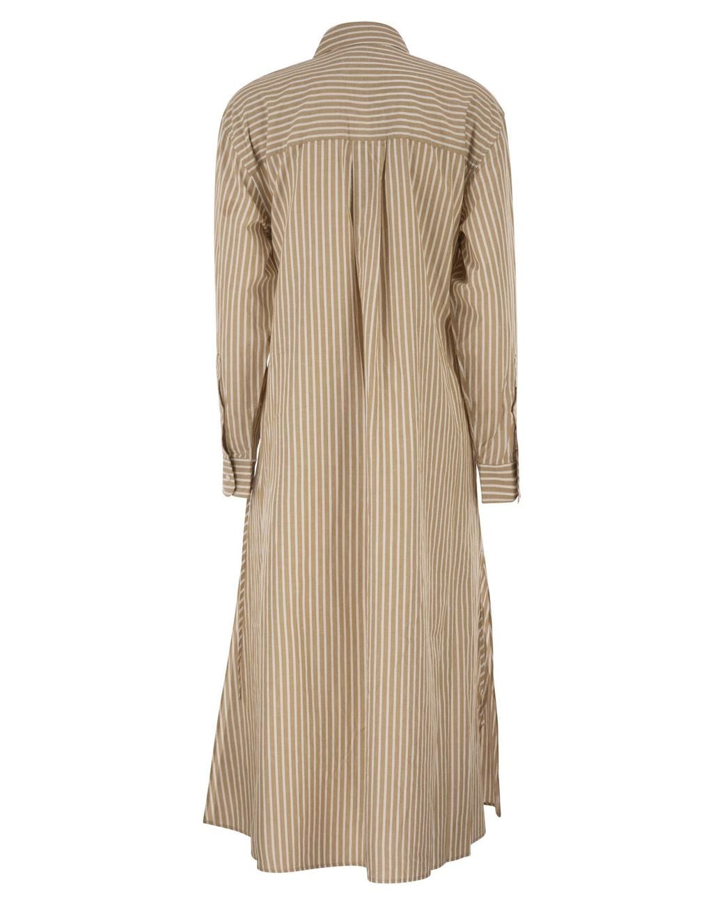 Polo Ralph Lauren Natural Striped Linen Cotton Shirt Dress With Drawstring