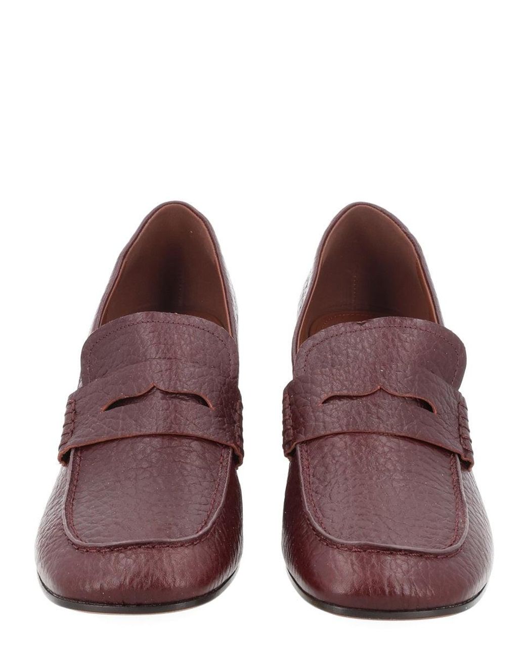 Dries Van Noten Purple Heeled Leather Loafers Bovine