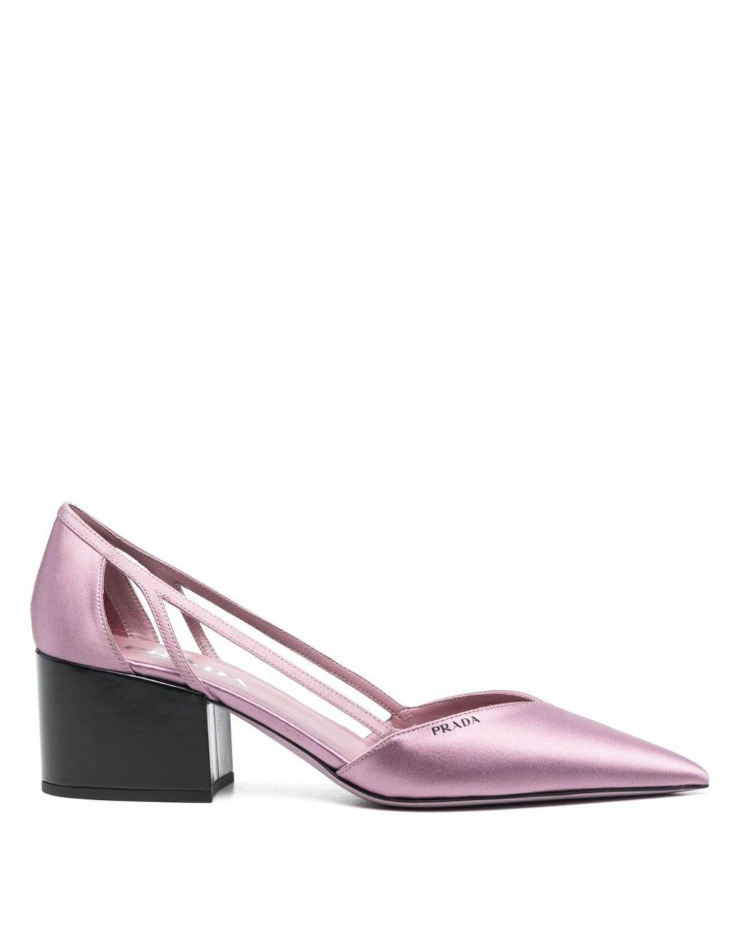 Prada Pink Satin Cut Out Pumps