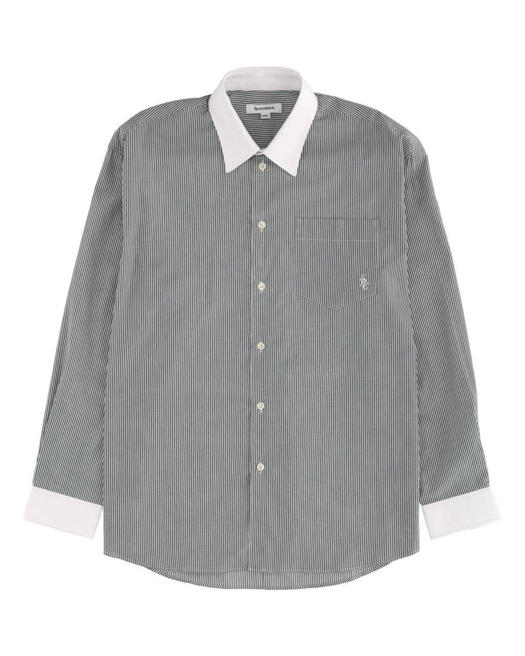 SPORTY&RICH Gray Logo Striped Shirt