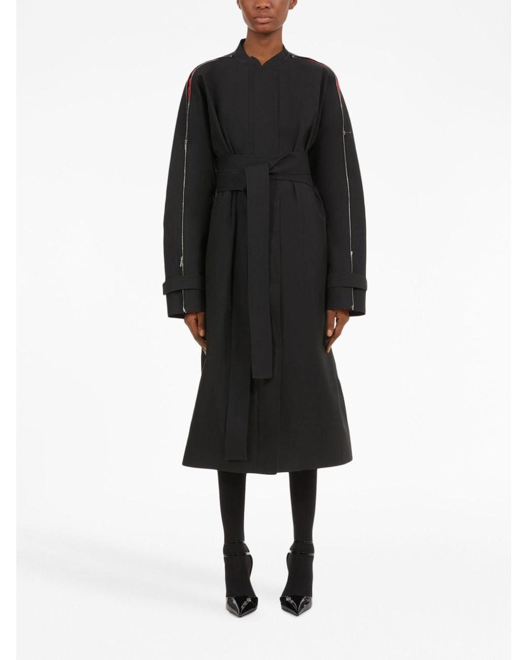 Ferragamo Black Zip-Detail Cotton Belted Trench Coat