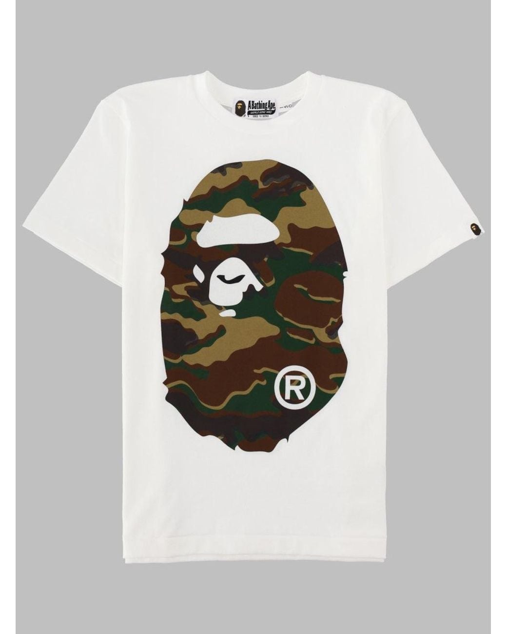 A Bathing Ape White T-Shirt Con Logo "Big Ape" E Stampa Mimetica