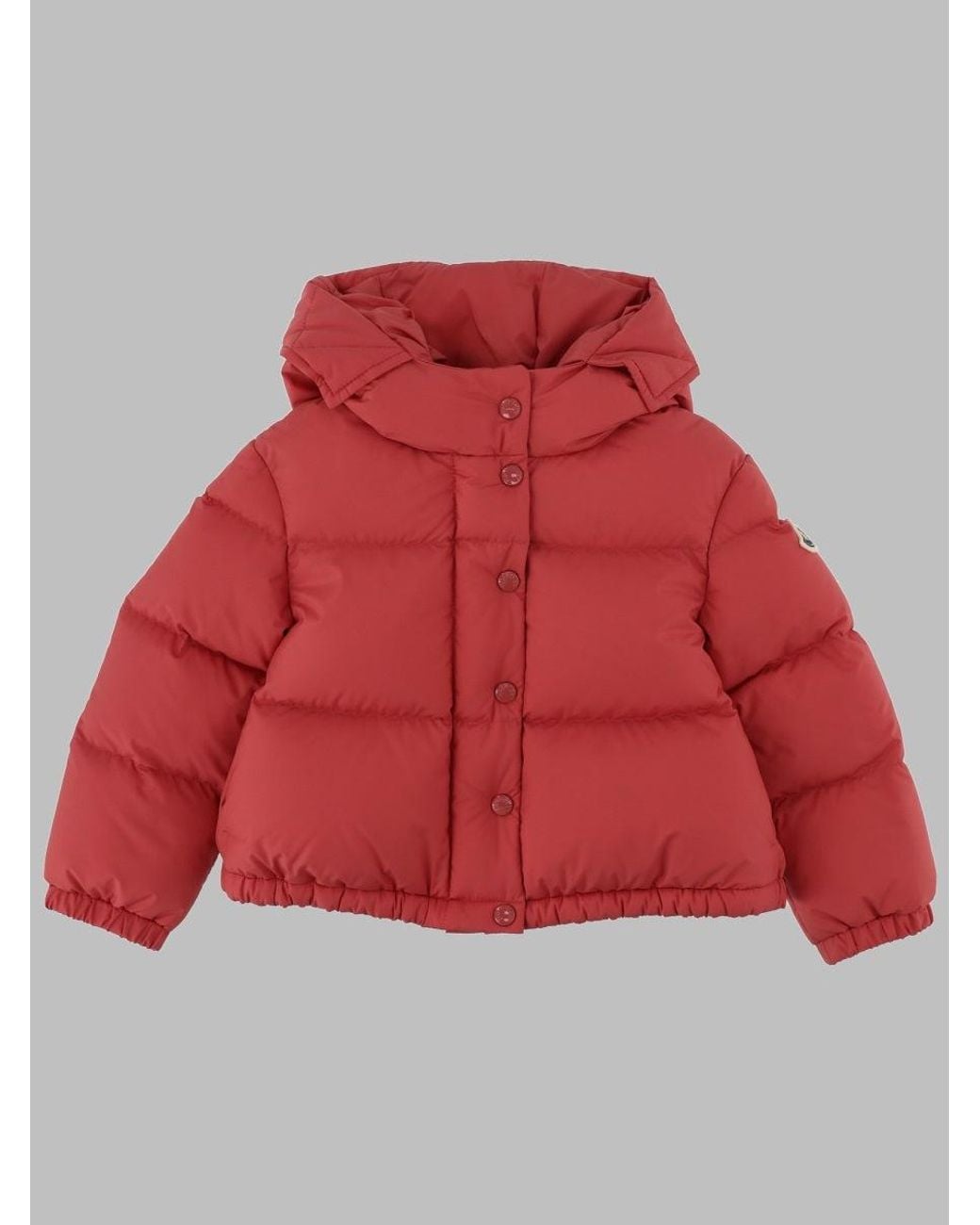 Moncler Red Laurie Padded Hooded Jacket For Baby