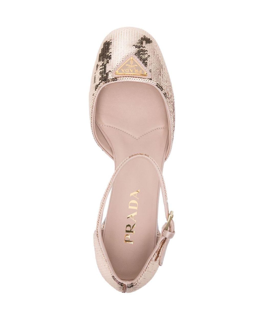 Prada Natural 35Mm Sequined Pumps