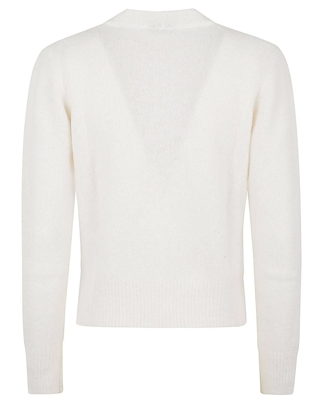 Base London White Wool V Necked Cardigan
