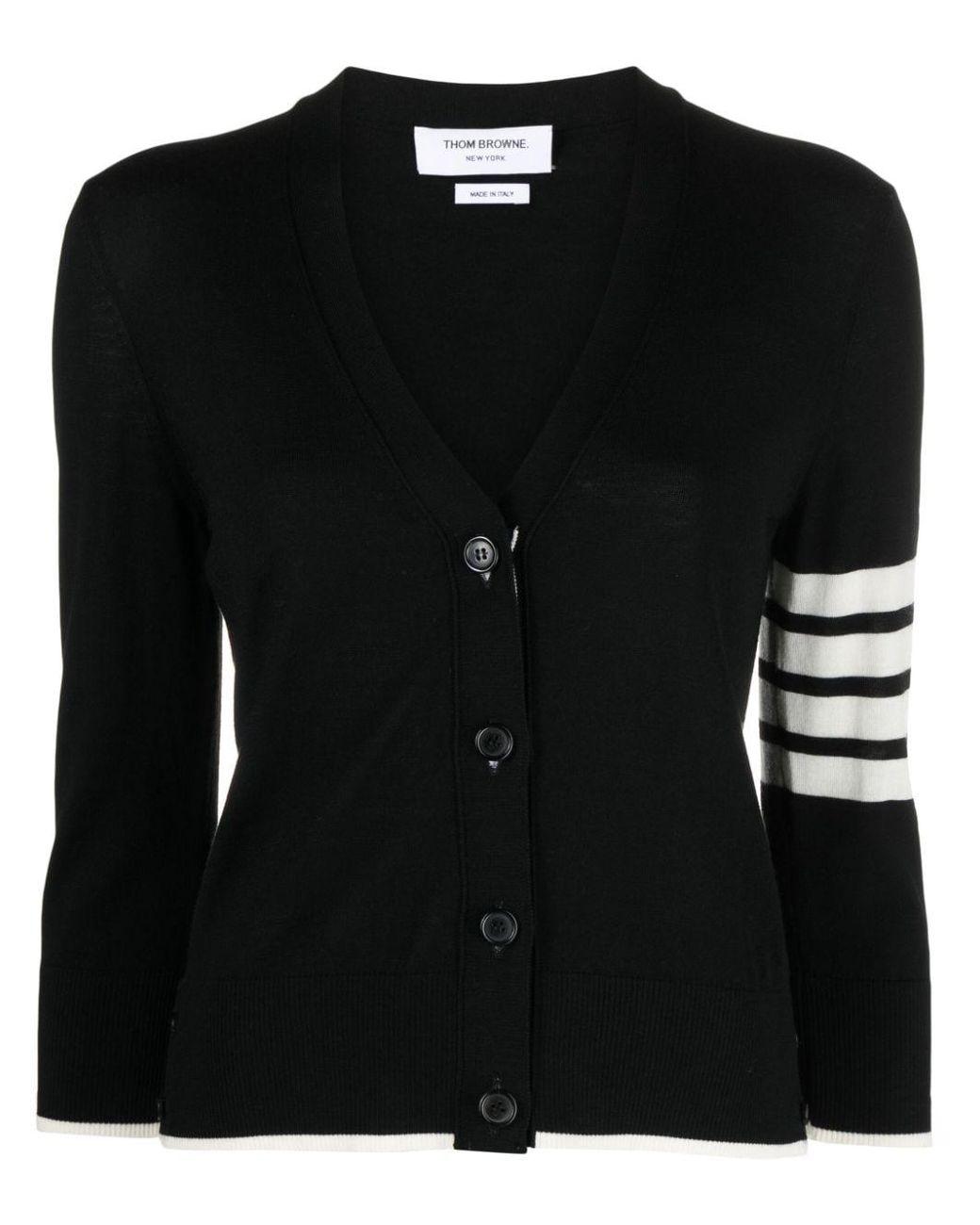 Thom Browne Black 4bar Wool Cardigan