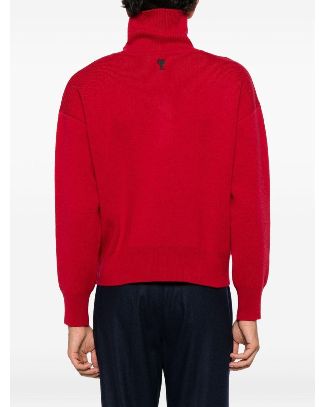 AMI Red Wool Turtle-Neck Sweater