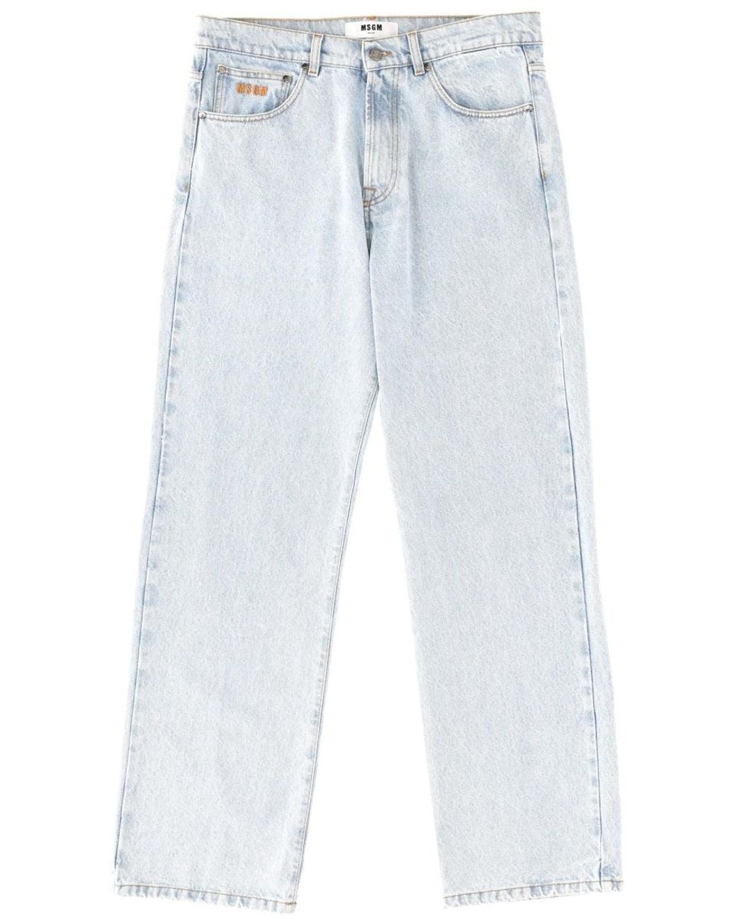 MSGM Blue Jeans With Embroidered Logo Cotton for men