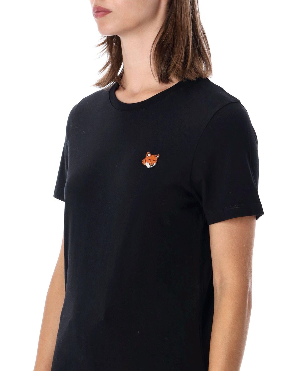 Maison Kitsuné Black Cotton Fox Logo T-Shirt