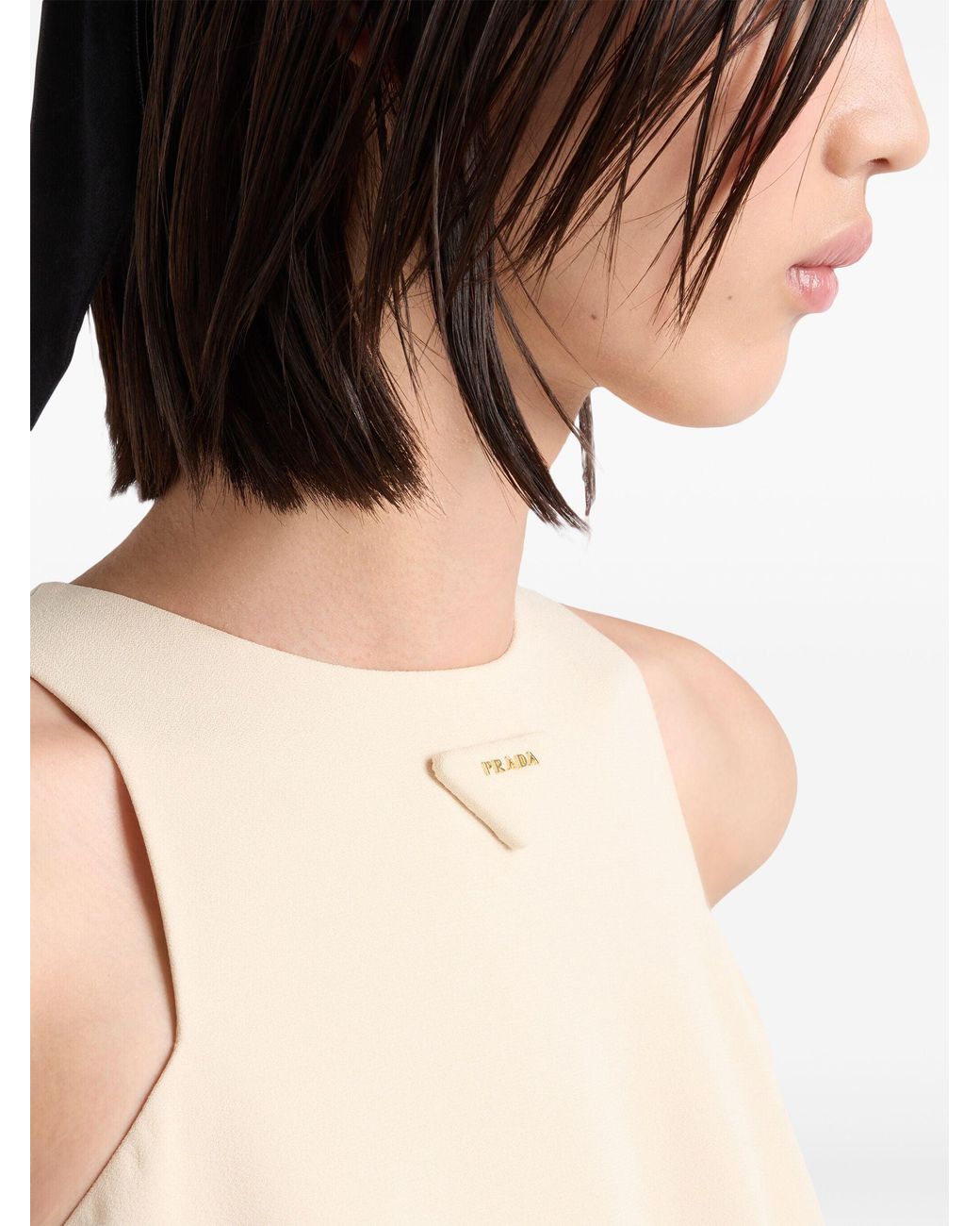 Prada Natural Bow Detailing Short Dress